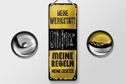 Blechschild Spruch 27x10 cm Meine Werkstatt meine Regeln meine Gesetze Schild
