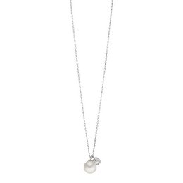 Halsketting Two Drop, 925 sterling zilver, parel/bergkristal