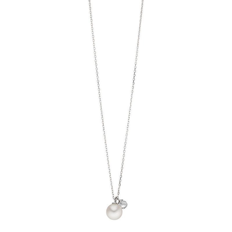 Halsketting Two Drop, 925 sterling zilver, parel/bergkristal