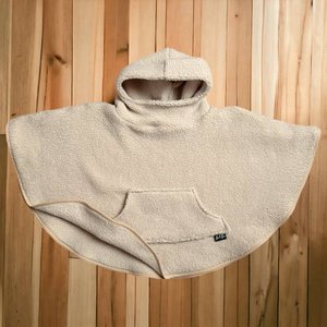 Beigefarbener Frottee-Poncho