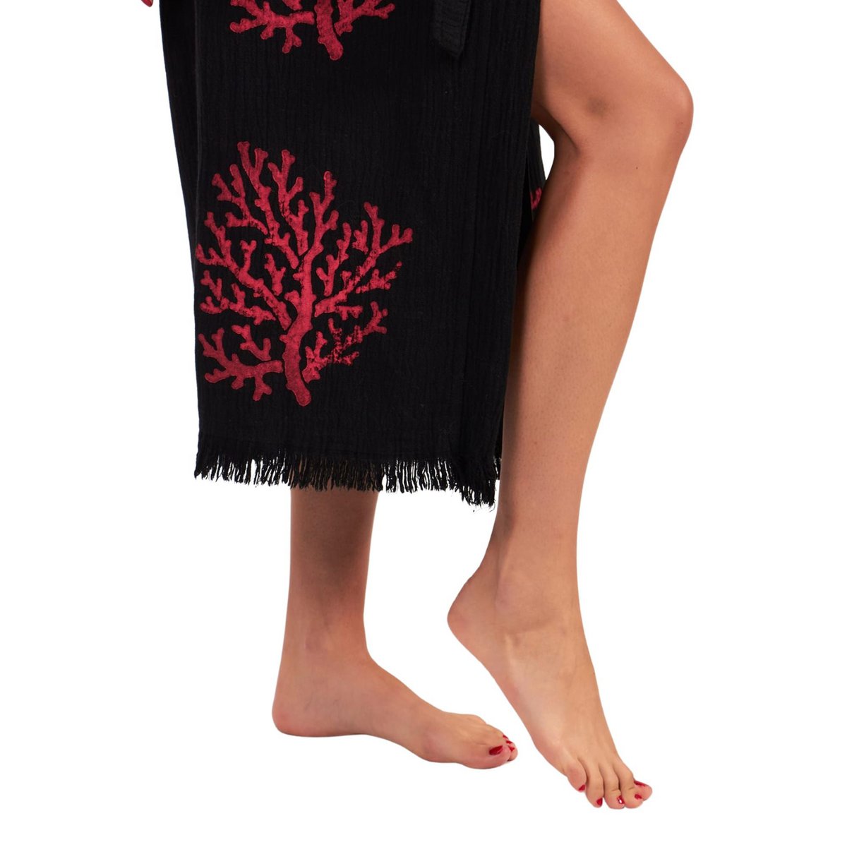 Kimono Largo Coral-Negro