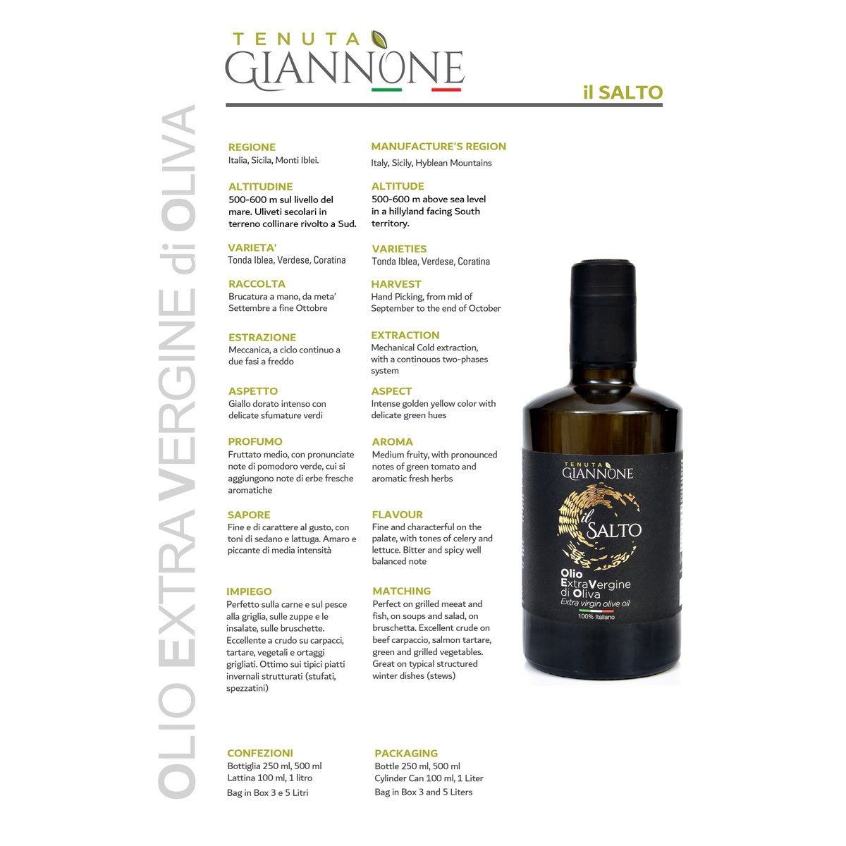ITALIA | SICILIA | Extra Virgin Olive Oil - il SALTO | 100 ml