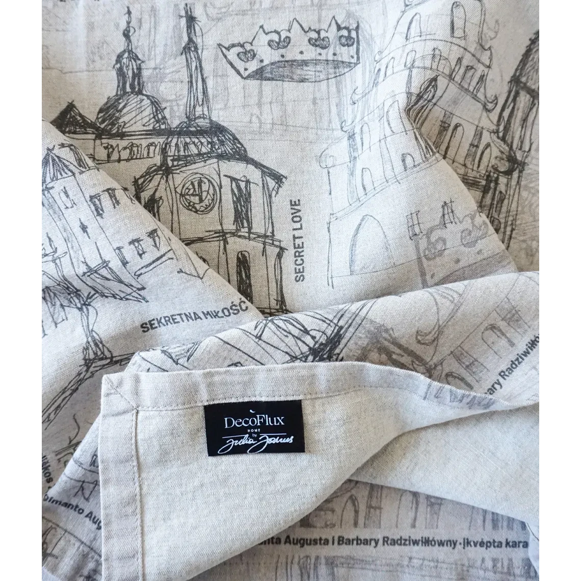 Servilleta de lino Secret Love Story of Royal Vilnius Gris
