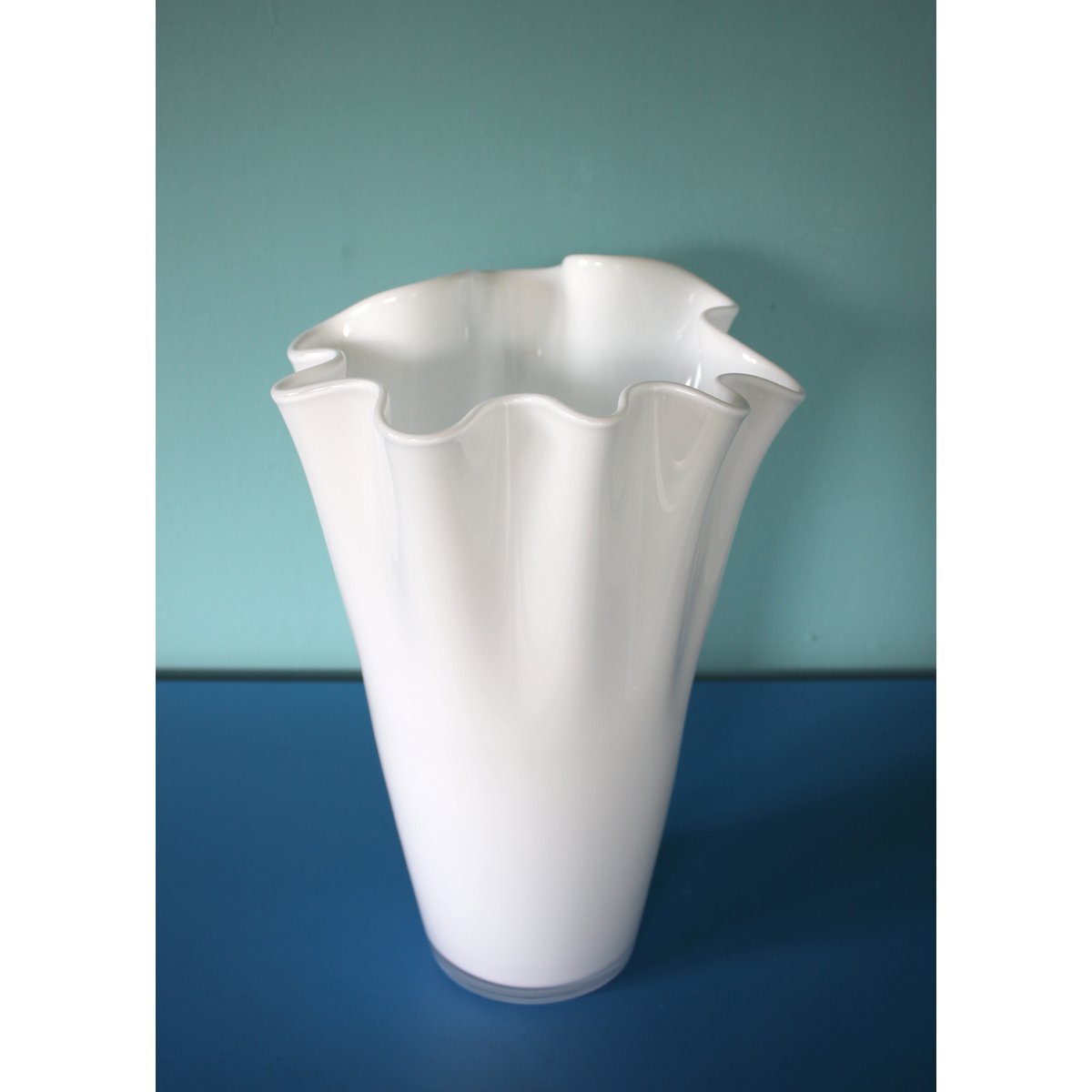 Vaso in vetro ondulato vaso da tavolo in vetro bianco 21 x 21 x 30 cm