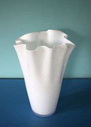 Vase glas bølget hvid glas vase bord vase 21 x 21 x 30 cm