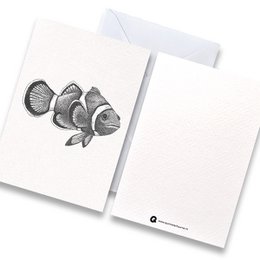 Card clownfish black and white with envelope