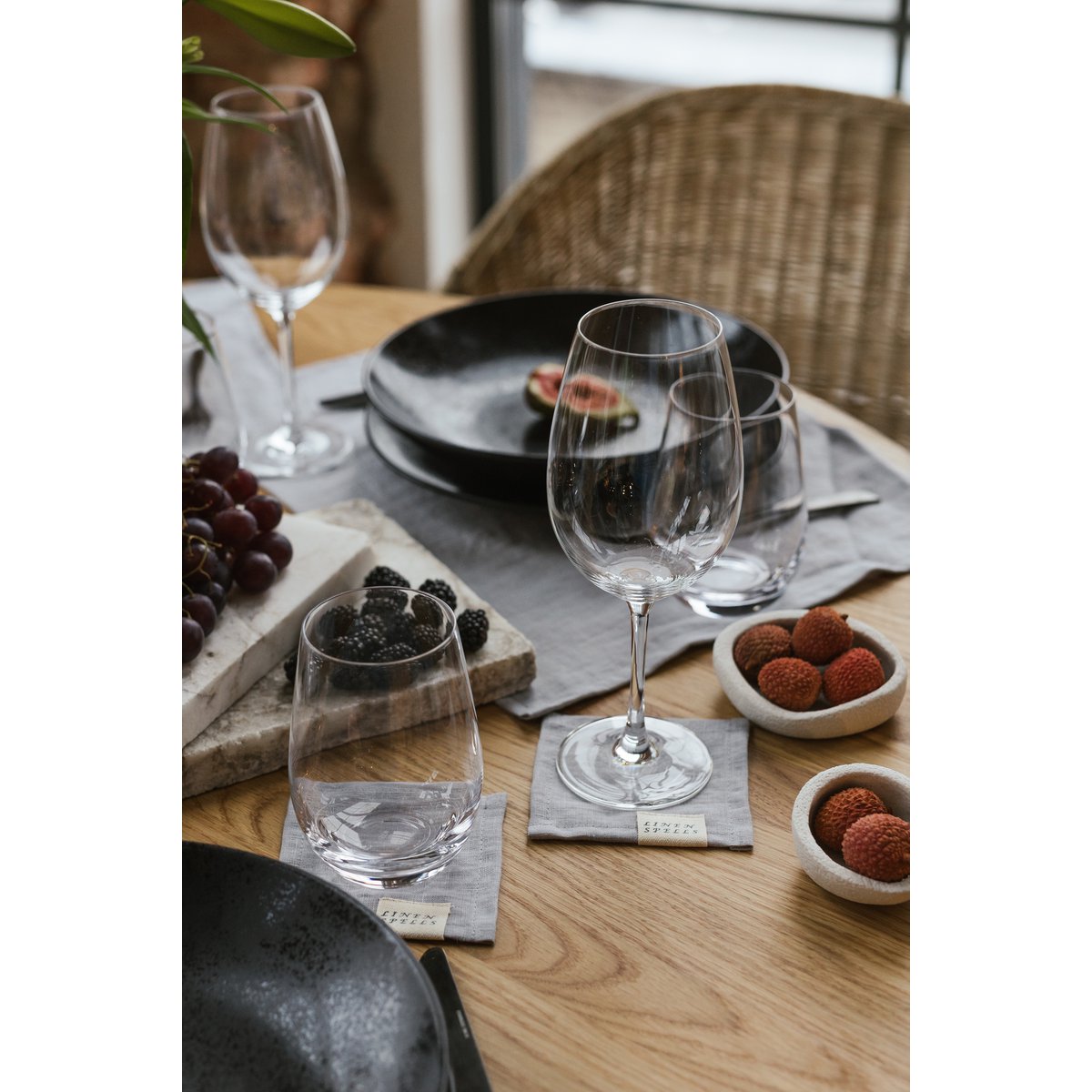 Light Grey linen coaster set of 4