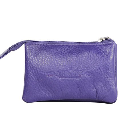 Leather Key Pouch In 11 Colors - With Zipper And Key Rings - Arrigo