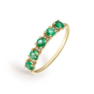 Geelgouden diamanten ring 0.048 Cts HSI2 en fijne smaragden