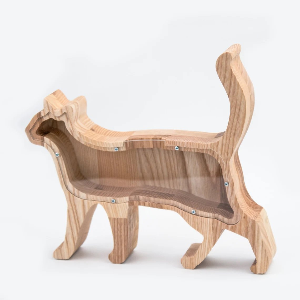 Personalized Wooden Piggy Bank Cat, Con box, Money box, Money bank