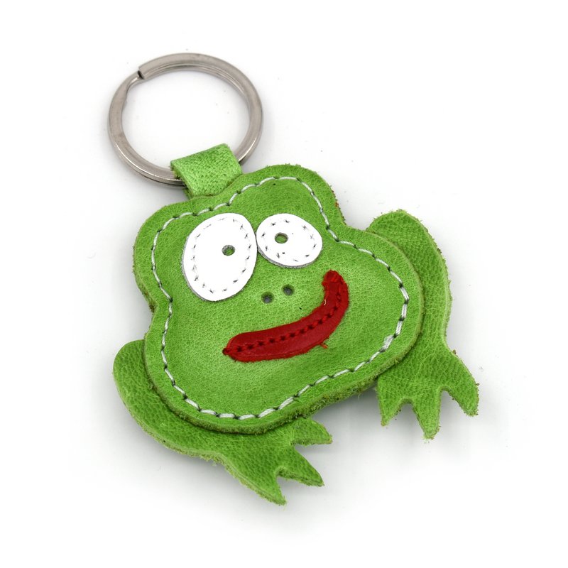 Lucky Green Froggie håndlavet læder nøglering