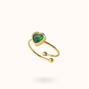 May Birthstone Heart Ring - Emerald