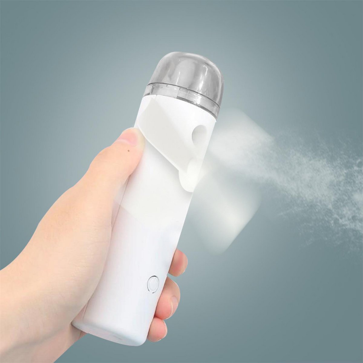 Ventilatore portatile ricaricabile con nebbia – USB – Bianco – 15 cm