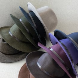 CHAPEAU FEUTRE - lien cuir, bord cousu