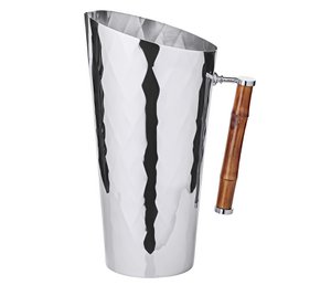 EDZARD Krug Jana mit Bambusgriff, Edelstahl glänzend vernickelt, Höhe 25 cm, Füllmenge 1,8 Liter