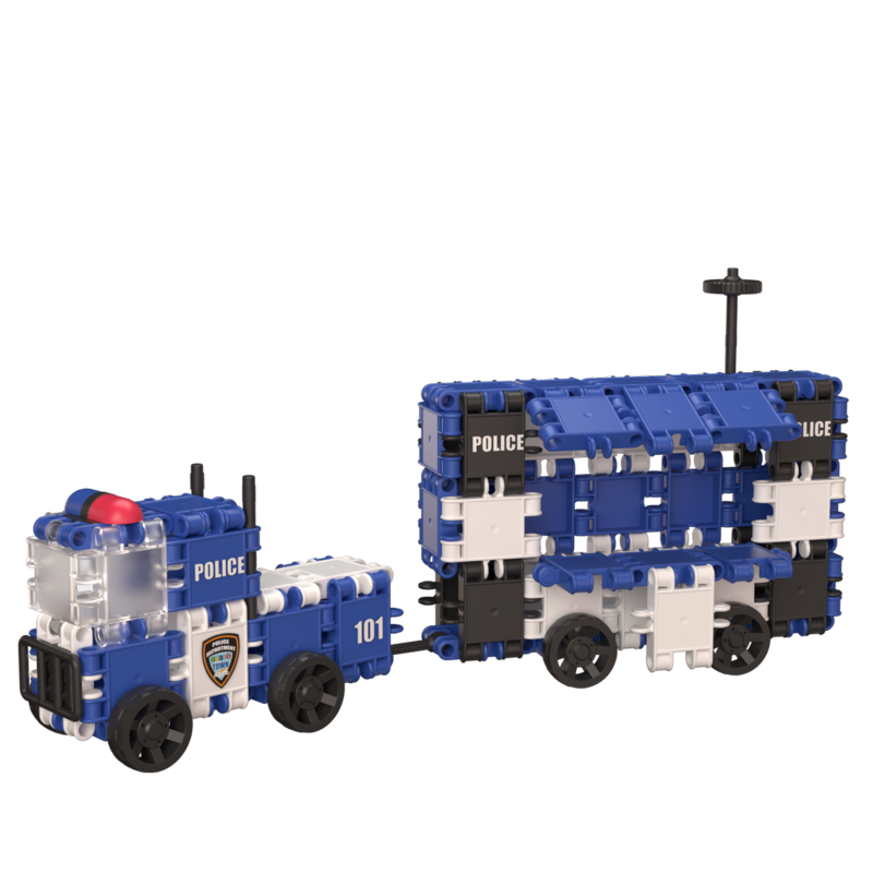 Clics building blocks– SUSTAINABLE TOYS made from RECYCLED PLASTIC (Made in Belgium)- building set police