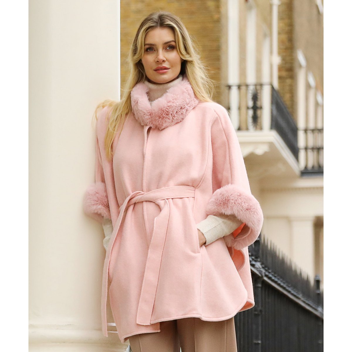 Dawn - Faux Fur Trim Cape