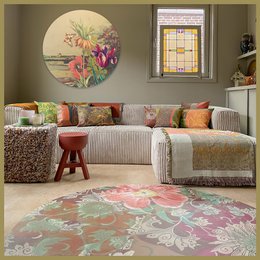NIN-NIT | Blumendecke | kariert | gewebte Decke | 160 x 220 cm