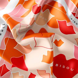 Quadratischer Seidenschal - CAMOUFLAGE BOUCHES 67*67 cm - Orange