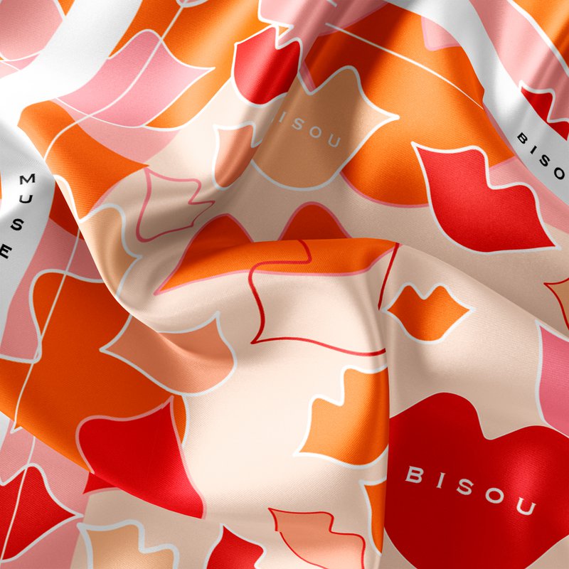 Quadratischer Seidenschal - CAMOUFLAGE BOUCHES 67*67 cm - Orange