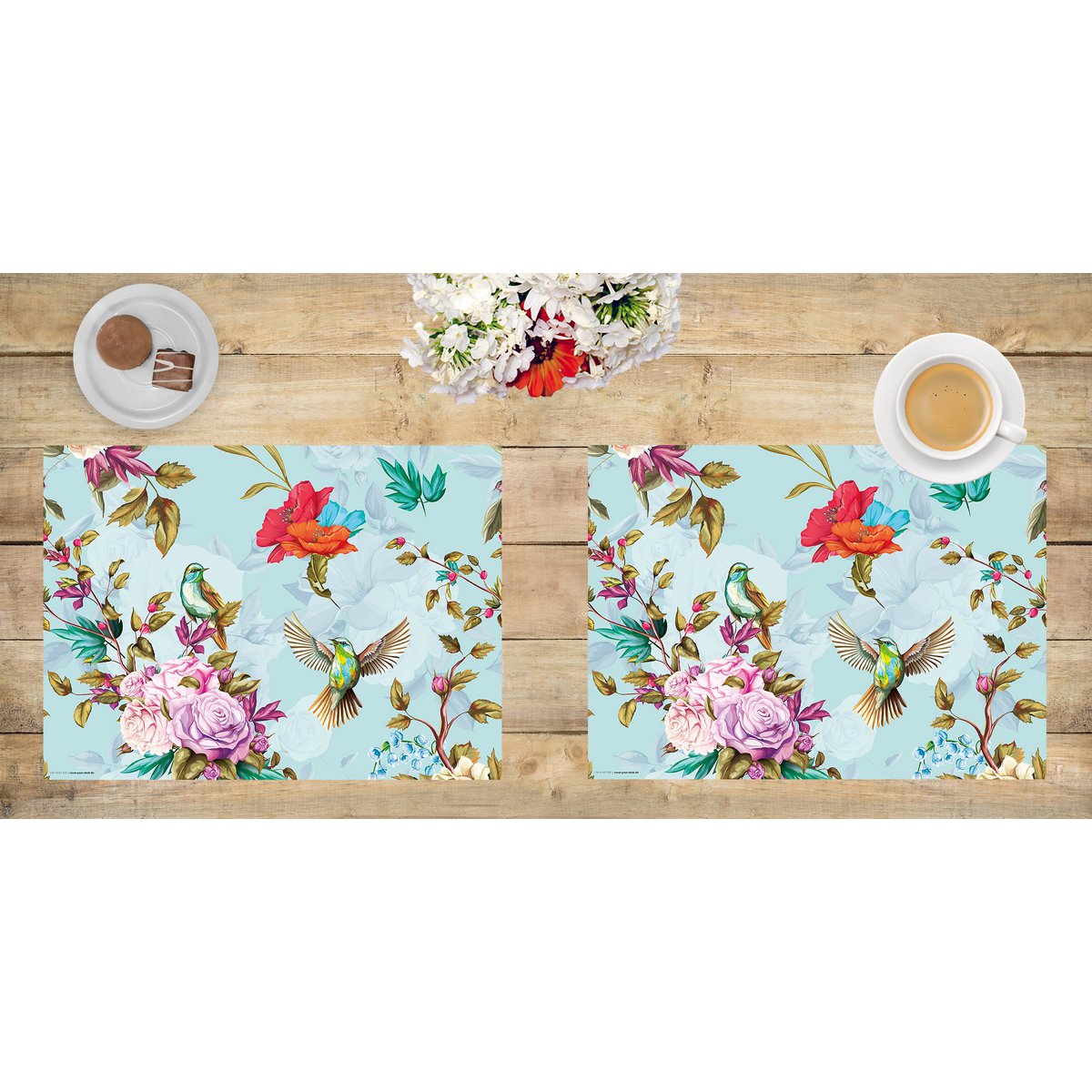 Buntes Vogelparadies | Platzsets aus Premium-Vinyl 44 x 32 cm - 4 Stück