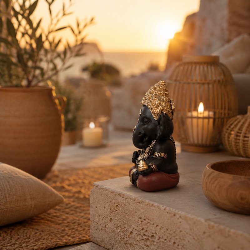 Statuette Ganesh 3 - Glücksbringer - Zen und Feng Shui Dekoration - Um eine entspannende und spirituelle Atmosphäre zu schaffen - Geschenkidee