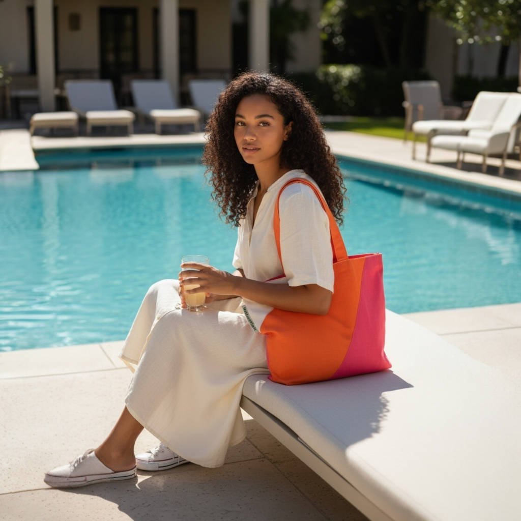 Shopper Magenta Orange - langlebig - hergestellt aus 100% Bio -Baumwolle