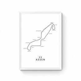 TT Assen - Circuit Map - White - Map Poster