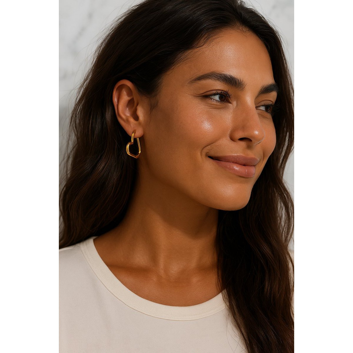 Leonore – Boucles d'Oreilles Coeur Femme – Doré