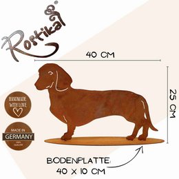 chien | Patine Teckel Waldi | Figurine animale en métal rouillé