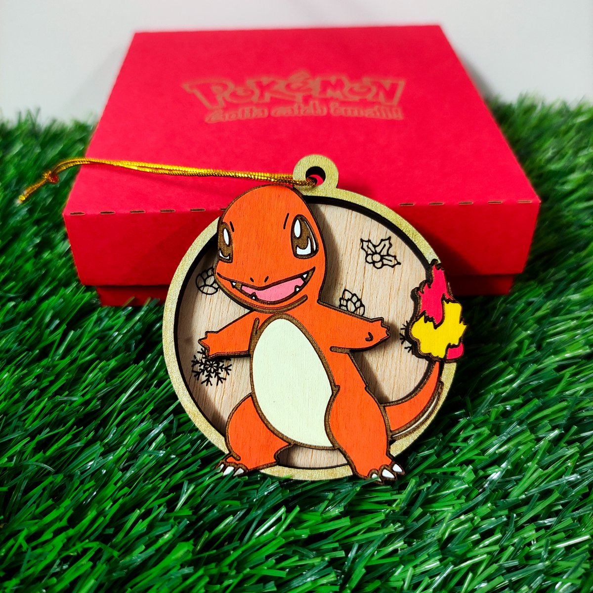Set of 6 Wooden Pokémon Christmas Ornaments, Colorful Geek Gift, Xmas Tree Ornaments, Home Decor, Eco-Friendly Christmas Decoration