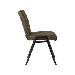 Hazer Matz Dining Chair - Army - Artificial Leather - Black Metal Frame 50 x 86 x 60 cm