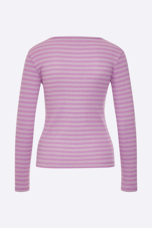 Tammo longsleeve in light purple / purple striped ribbed jersey for women