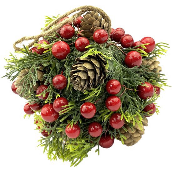 Pieza de Navidad corona de Navidad cerrada | ø 13cm | Bola de Navidad para montaje en pared o puerta | rojo