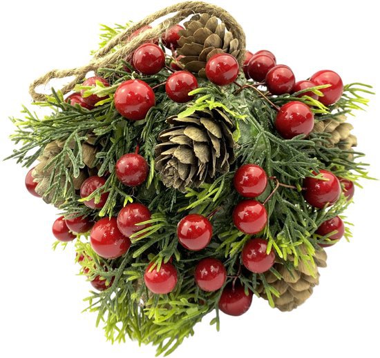 Christmas piece closed Christmas wreath | ø 13 cm | Christmas ball for wall or door mounting | Red