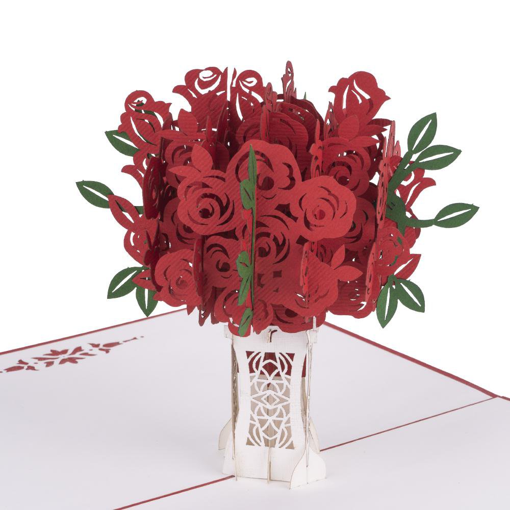 Tarjeta emergente de ramo de rosas