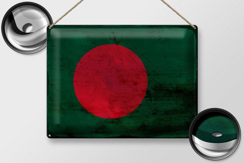 Tin Sign Flag Bangladesh 40x30cm Bangladesh Rust