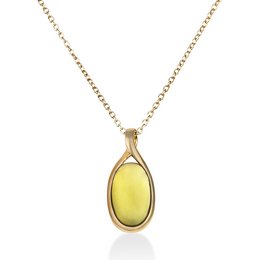 Brilliant gold-toned pendant necklace with a teardrop-shaped yellow stone.