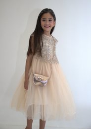 Abito da cerimonia ANABELLA - Pesca - Taglia: 130 cm (4/5 anni)