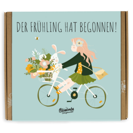 Geschenkbox Mittel - Frühling - Mädchen auf dem Fahrrad - 9 Blossombs