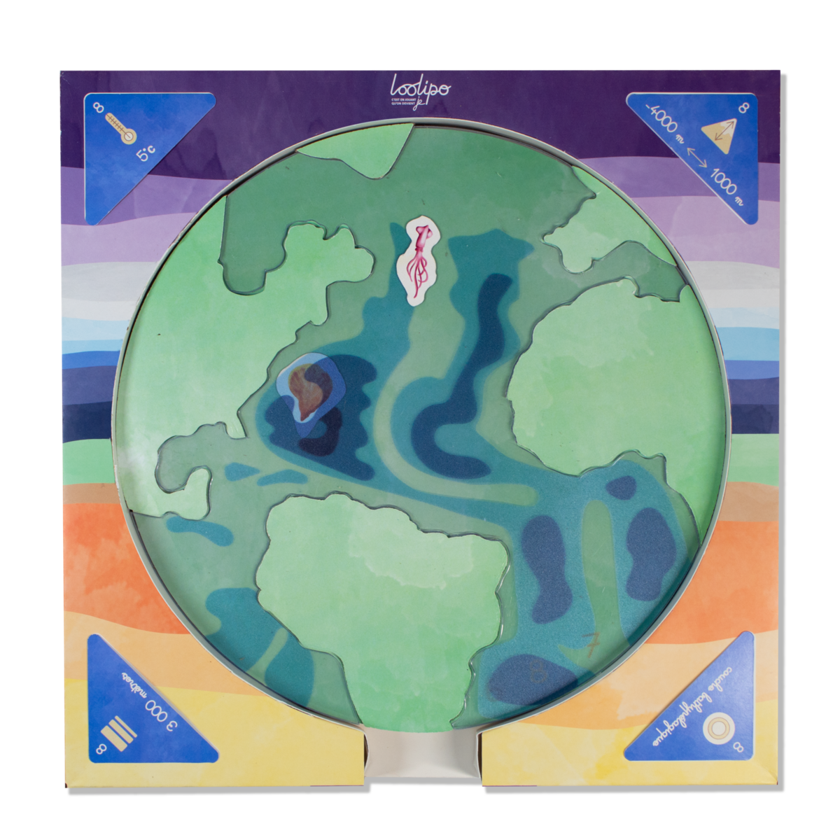 Modelo de capa terrestre - Strata Terra - ⌀ 30 cm - 1 base + 15 capas + 45 elementos + 60 capas de información + 1 folleto - color variado