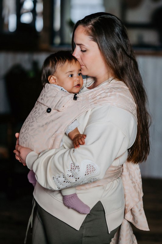 Baby carrier wrap & go baby - floral - soft peach color