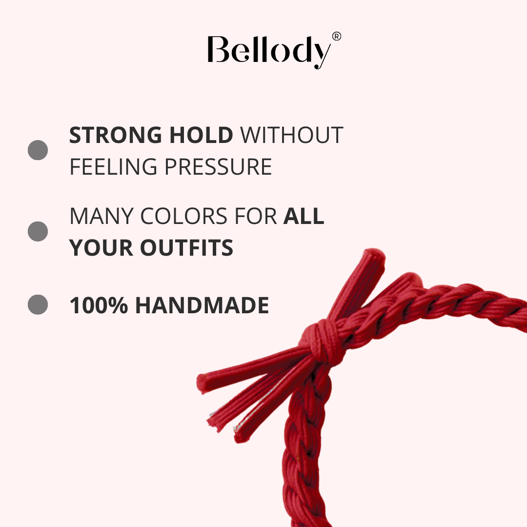 Haargummis Rot - Bellody®(4 Stk.) - Stylisch geflochtene Haargummis