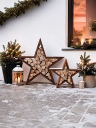 Wooden star decoration, rustic brown metal star, garden ornament, outdoor holiday decor, large star sculpture.