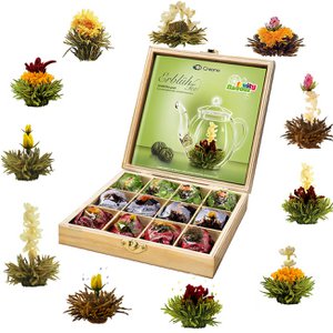 Creano tea flowers gift set 12 varieties wooden box