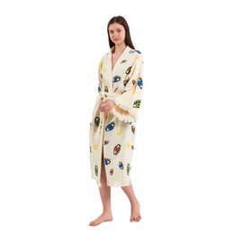 Evil Eye Bathrobe-Shawl Neck-White