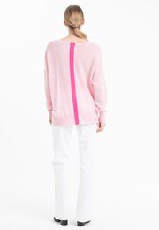 NAMI 23 V-hals kashmirtrøje med pink stribe
