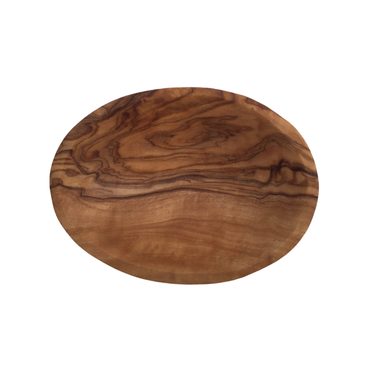 Mini cuenco ovalado hecho a mano con madera de olivo.