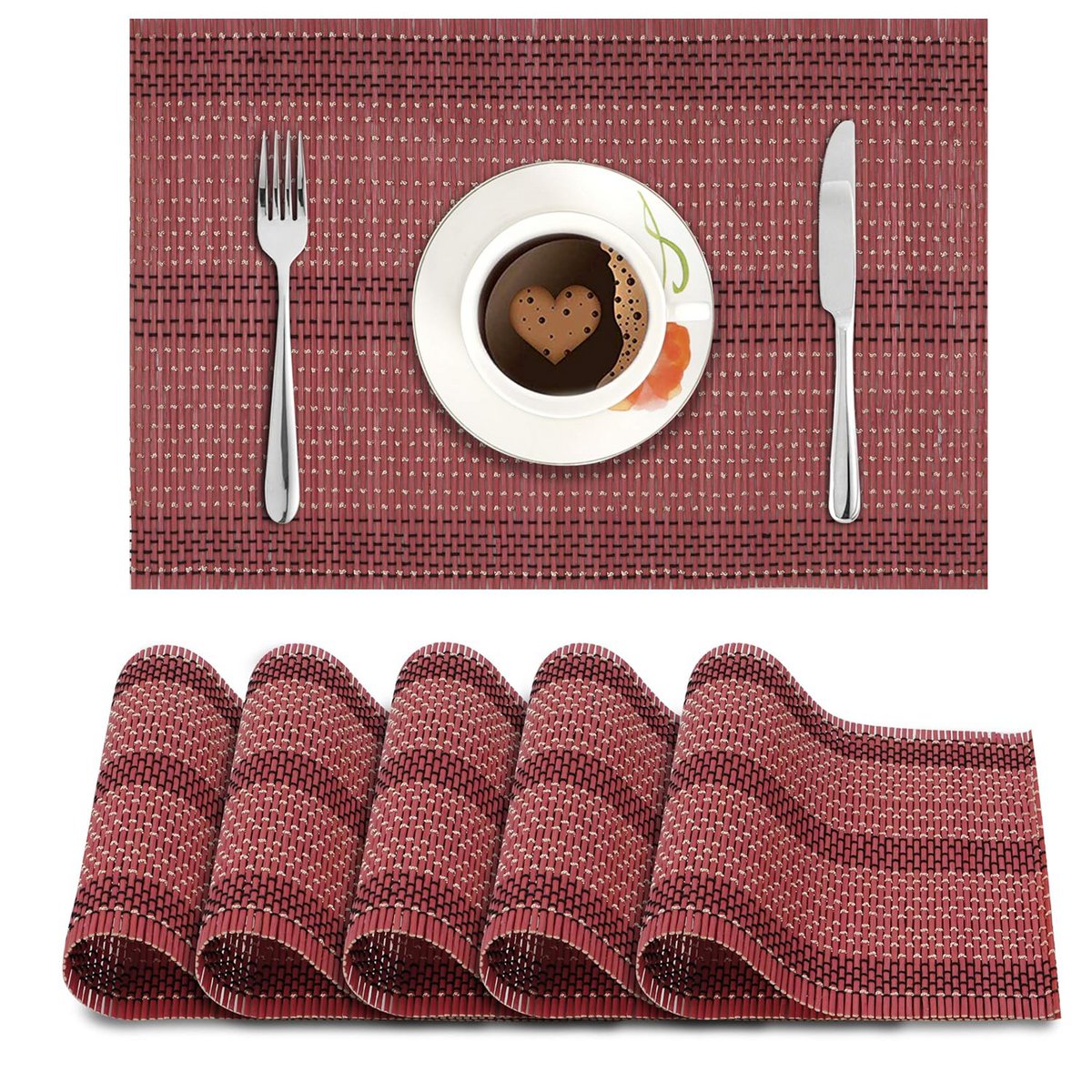 Eettafelplacemats – Hittebestendig Bamboe – 45x30 cm, Set van 6