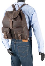 Geräumiger Rucksack aus dunkelbraunem Büffelleder - robuster und praktischer Rucksack mit ausreichender Stauraum, ideal für den täglichen Gebrauch und Abenteuer.